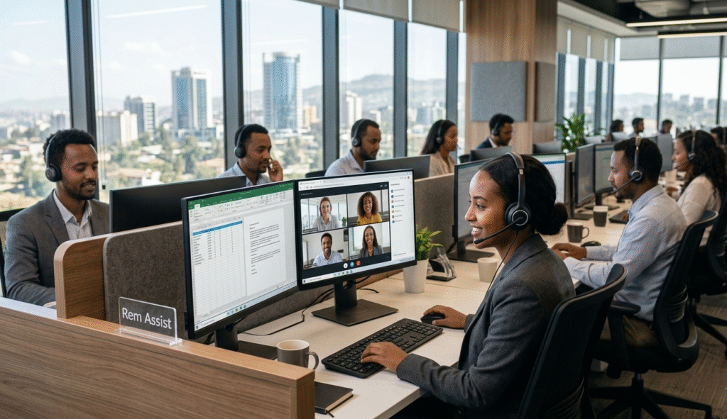 RemConnect agents working remotely in Addis Ababa